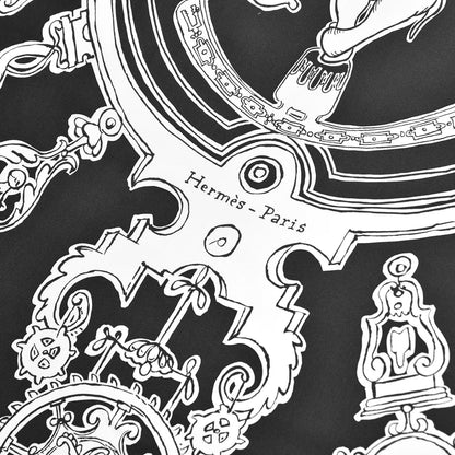 Hermes Silk Serio Ludere Scarf 90 Noir Blanc Noir 3 of 6