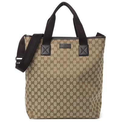 Gucci GG Monogram Medium Web Handle Vertical Tote Brown 1 of 9