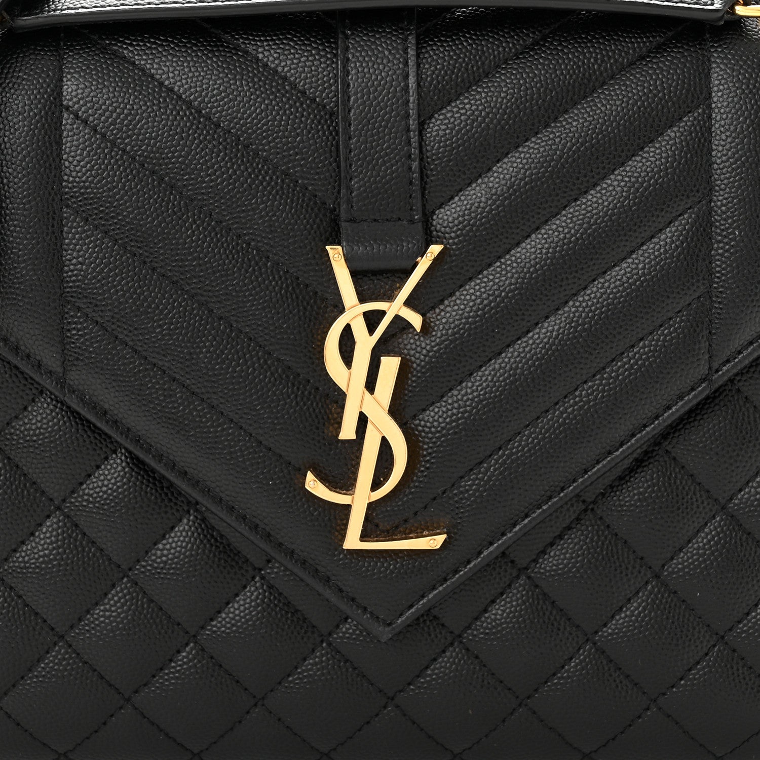 Saint Laurent Grain De Poudre Textured Mixed Matelasse Triquilt Medium Monogram Satchel Black 8 of 11