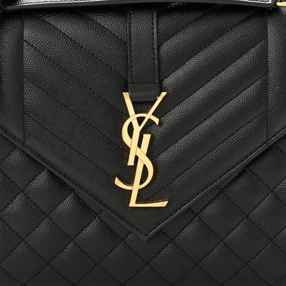 Saint Laurent Grain De Poudre Textured Mixed Matelasse Triquilt Medium Monogram Satchel Black 8 of 11
