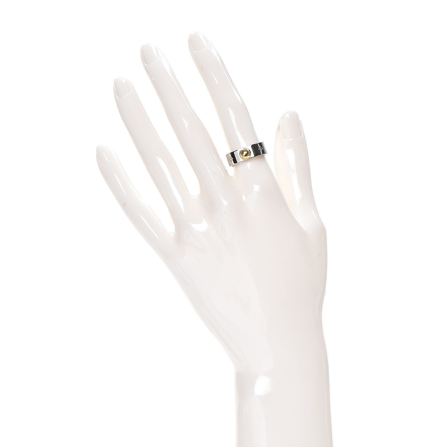 Louis Vuitton Brass Monogram Engraved Nanogram Ring M Palladium 2 of 9