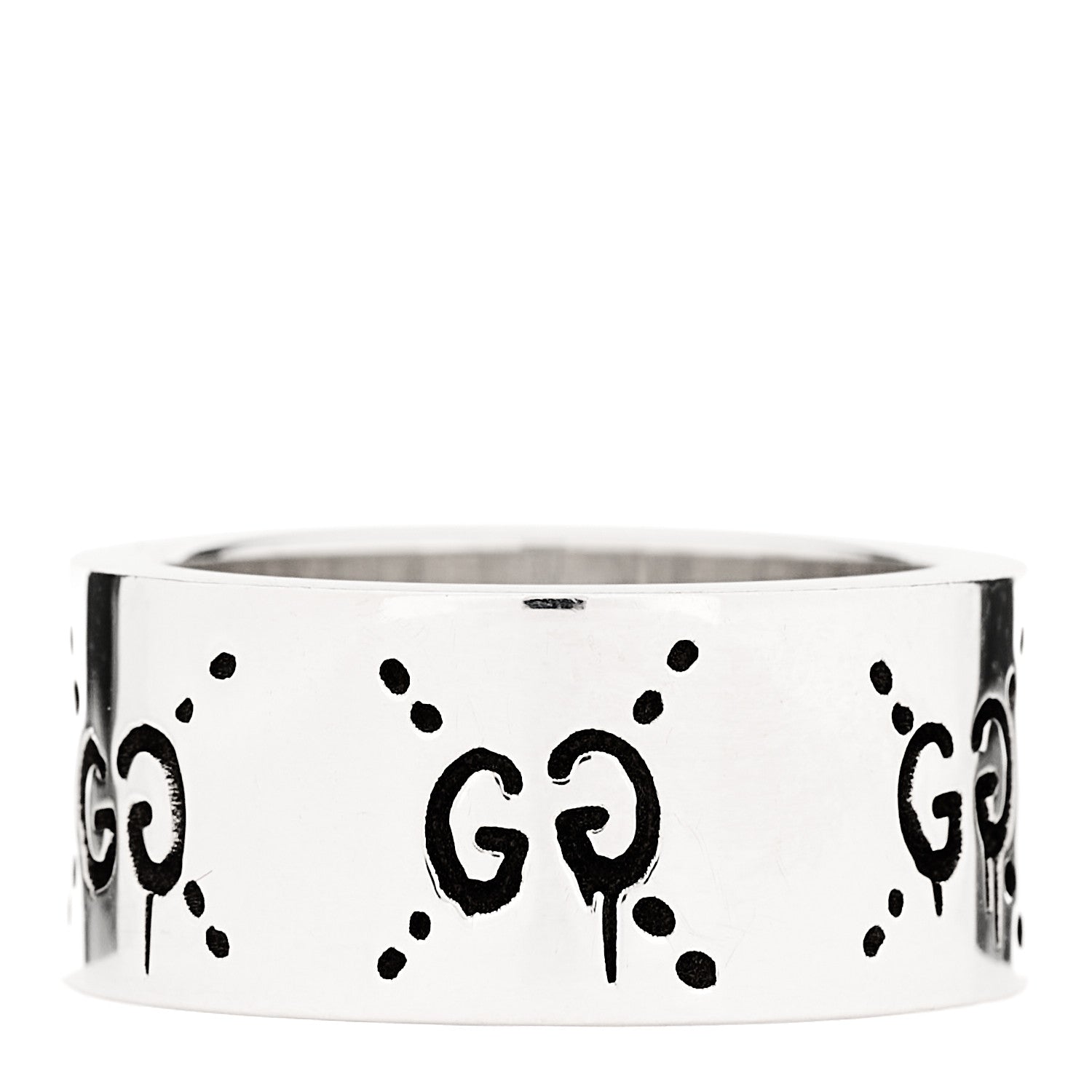 Gucci Sterling Silver GucciGhost Hamlet Skull Band Ring 50 5.5 3 of 6