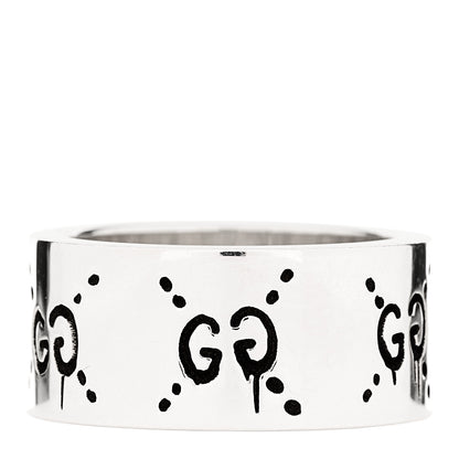 Gucci Sterling Silver GucciGhost Hamlet Skull Band Ring 50 5.5 3 of 6