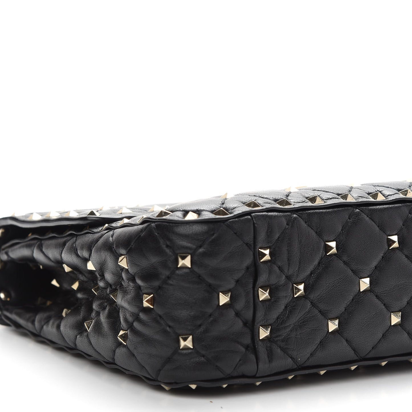 Lambskin Medium Rockstud Spike Shoulder Bag Black