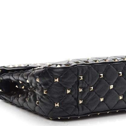 Valentino Garavani Lambskin Medium Rockstud Spike Shoulder Bag Black 7 of 8