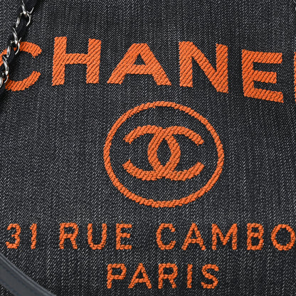 Chanel Denim Small Deauville Tote Blue Orange 8 of 10
