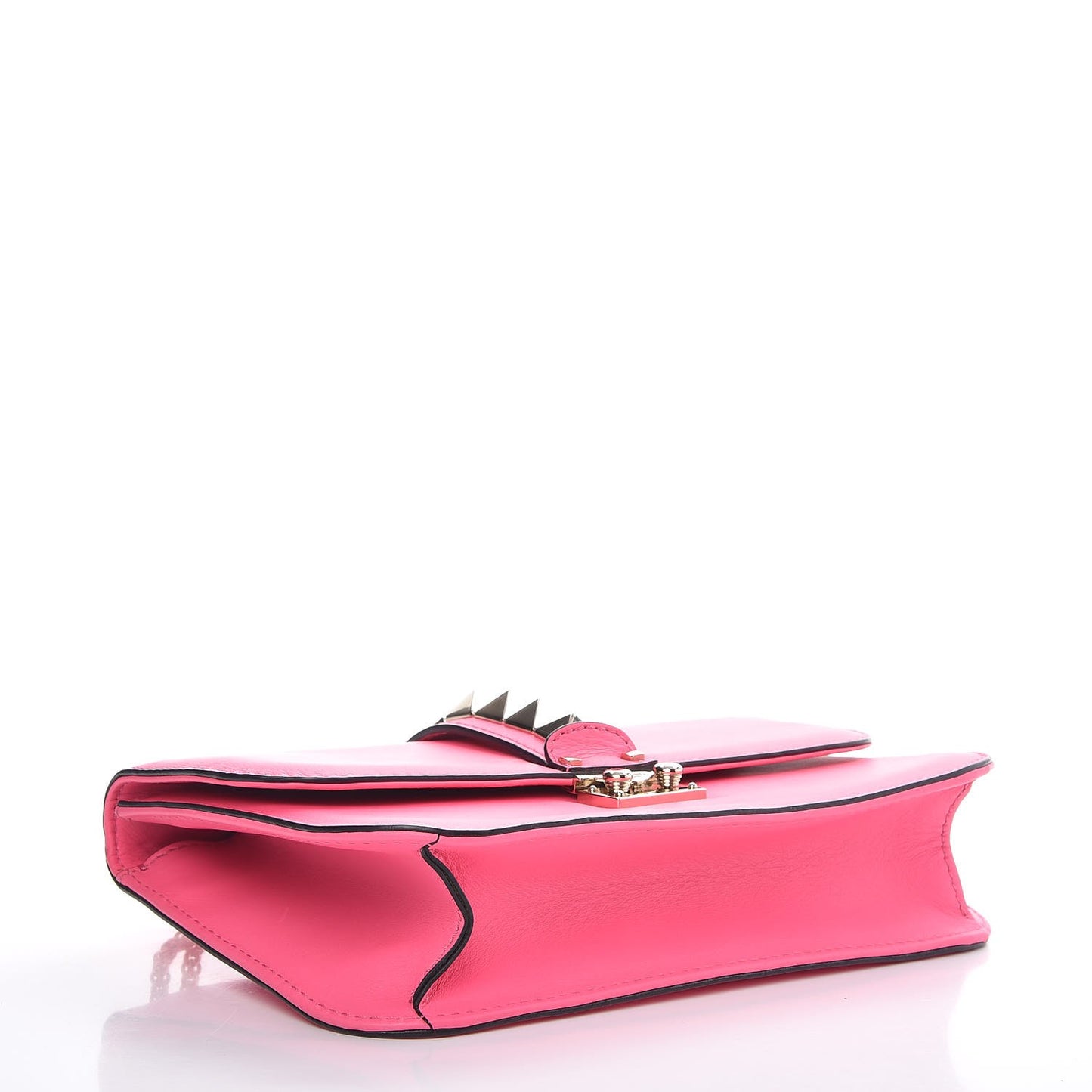 Vitello Medium Glam Lock Rockstud Flap Fuxia Fluo