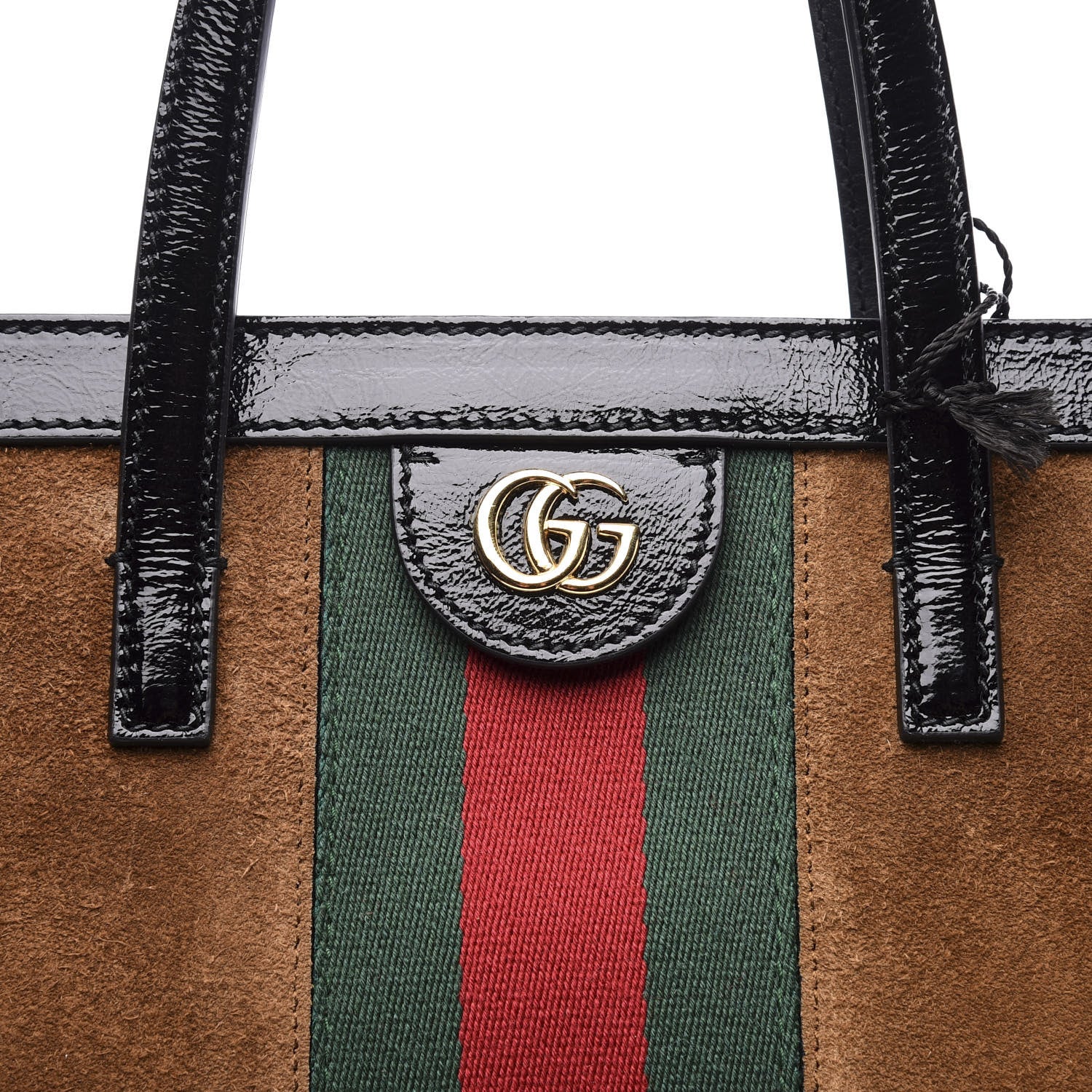 Gucci Suede Patent Web Ophidia Vertical Tote Nocciola Black 10 of 10