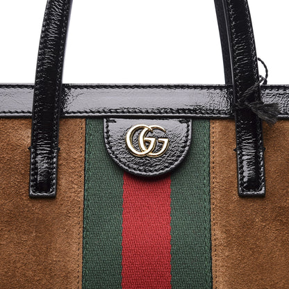 Gucci Suede Patent Web Ophidia Vertical Tote Nocciola Black 10 of 10