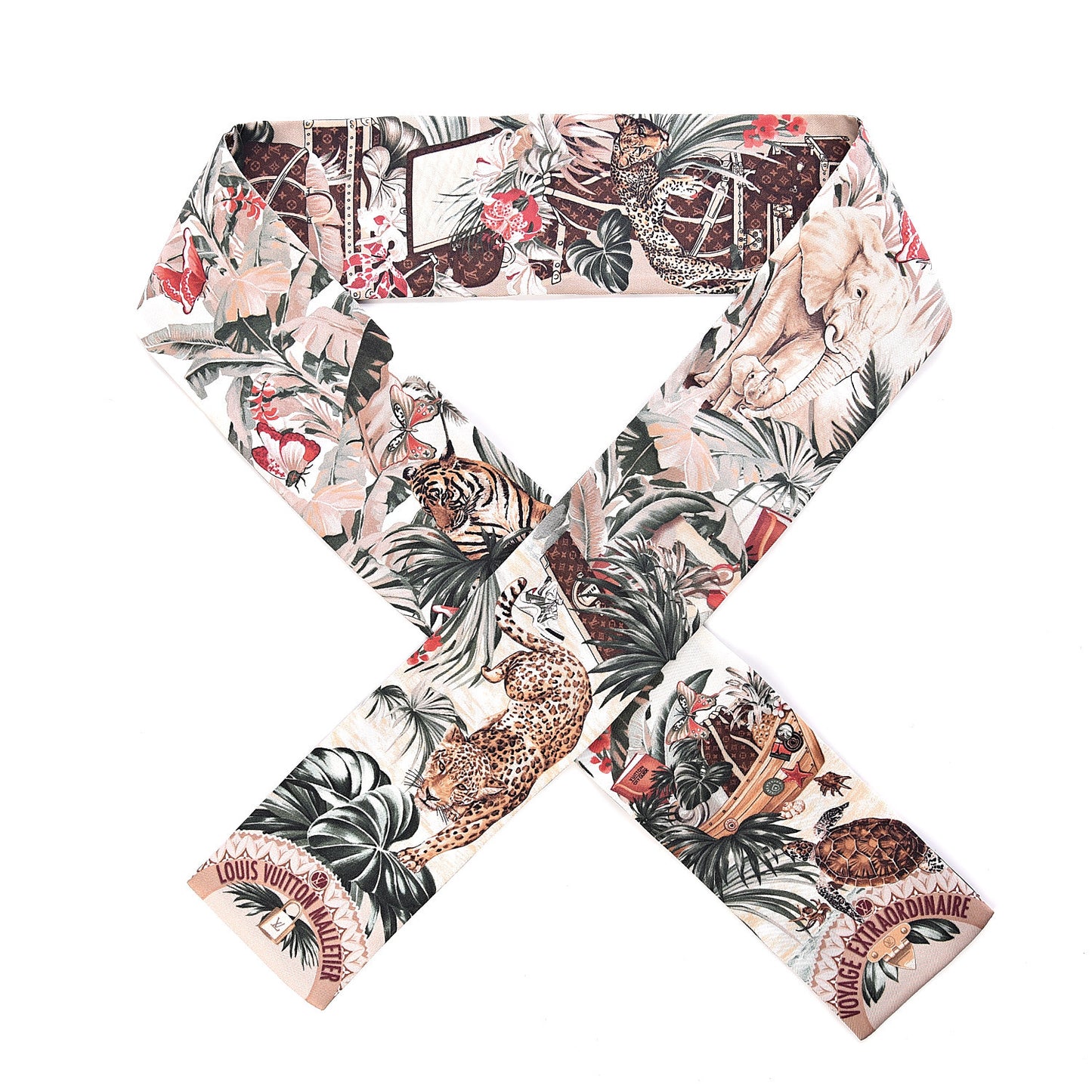 Silk Voyage Extraordinaire Bandeau Scarf Beige