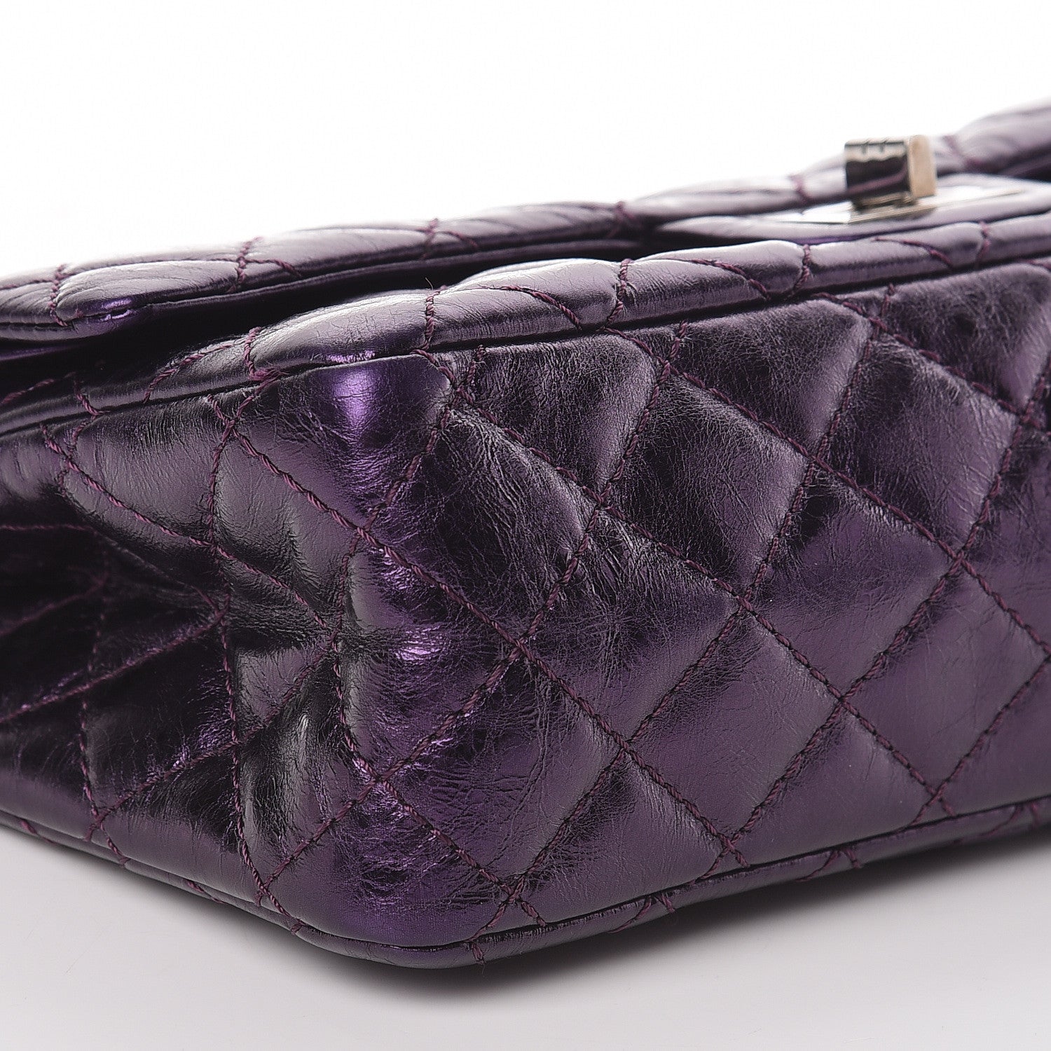Chanel Metallic Aged Calfskin Quilted 2.55 Reissue 225 Flap Purple 8 of 11
