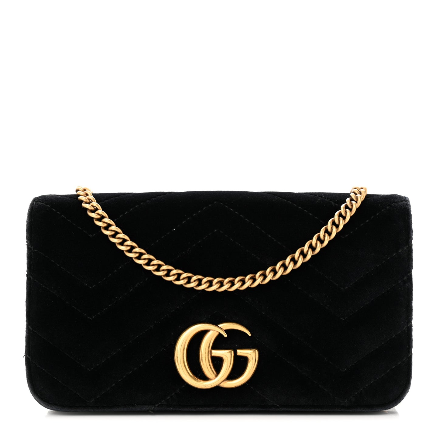 Velvet Matelasse GG Marmont Mini Bag Black