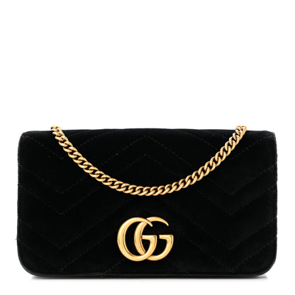 Gucci Velvet Matelasse GG Marmont Mini Bag Black 1 of 21