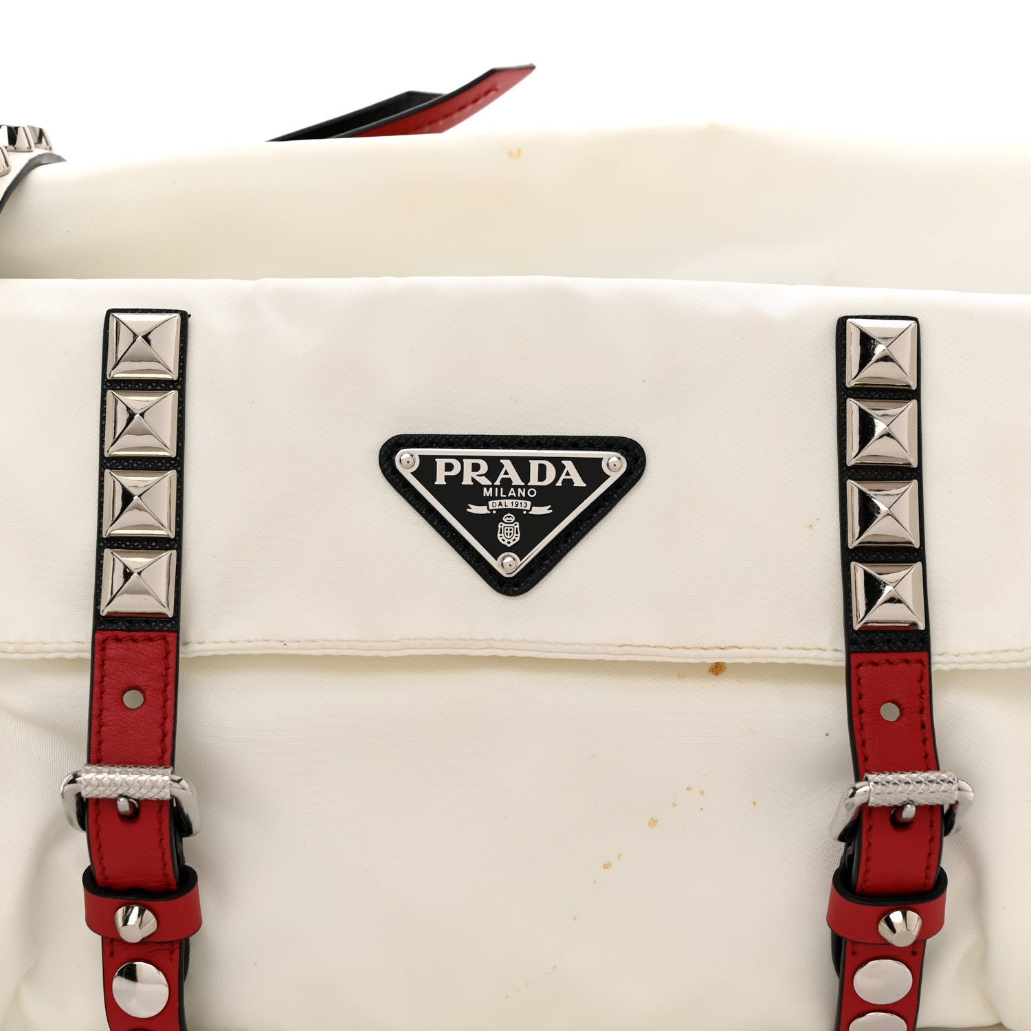 Prada Nylon New Vela Studded Messenger White Fuoco 8 of 11