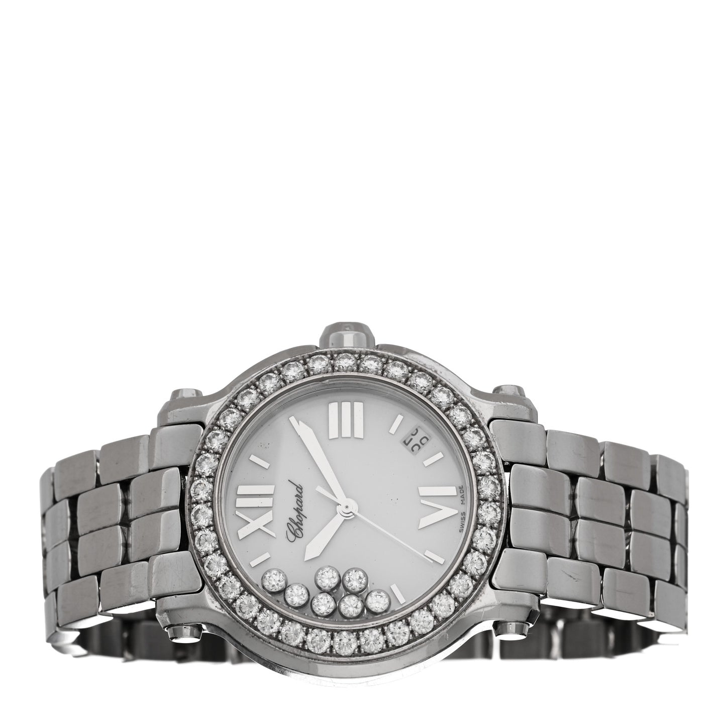 Stainless Steel 7 Diamond Bezel 36mm Happy Sport Quartz Watch