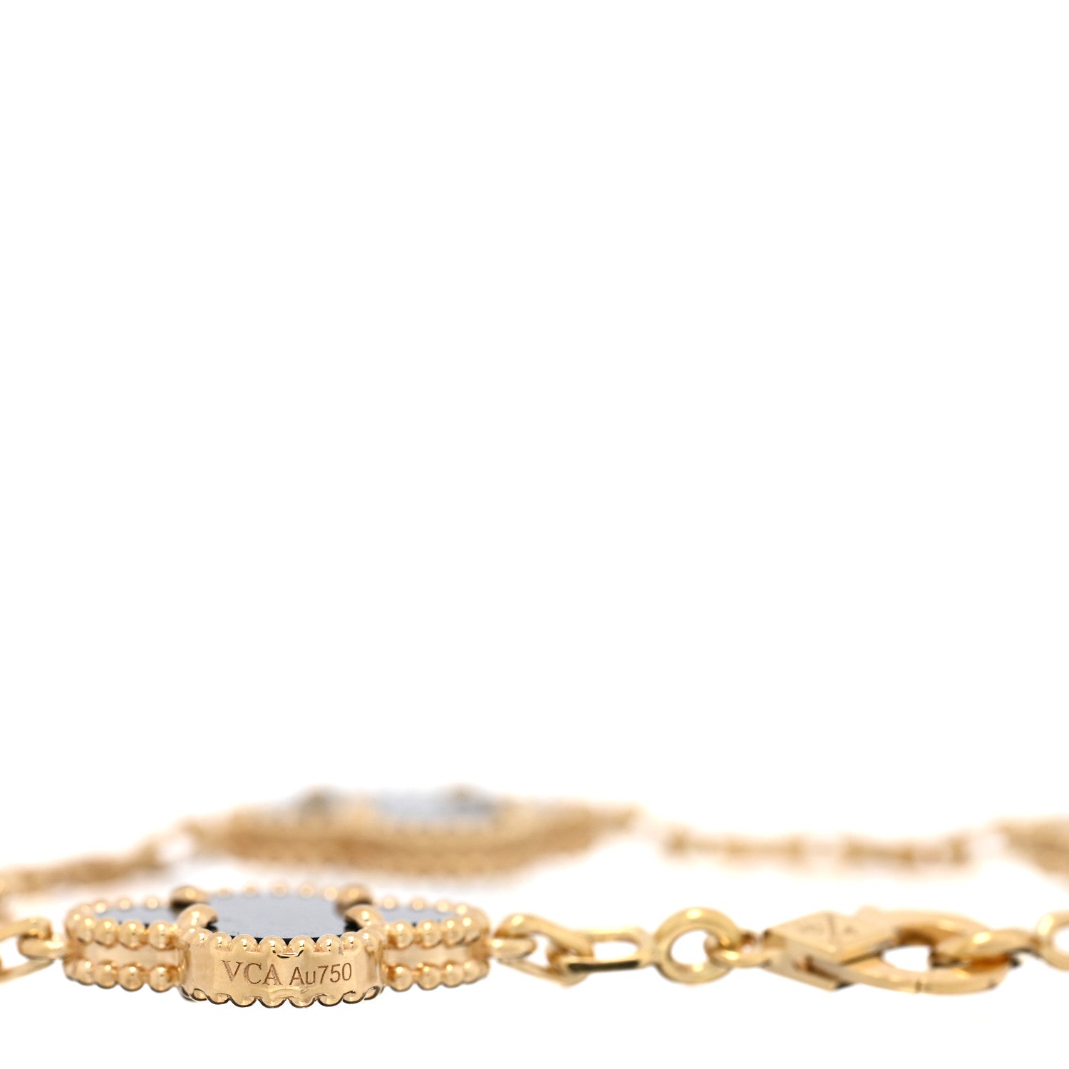 Van Cleef & Arpels 18K Yellow Gold Black Onyx 5 Motifs Vintage Alhambra Bracelet 3 of 4