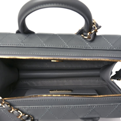 Chanel Calfskin Quilted Studded Square Vanity Case Grey 4 of 8