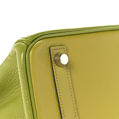 Hermes Chevre Mysore Bi-Color Birkin 30 Vert Anis Vert Chartreuse 9 of 39