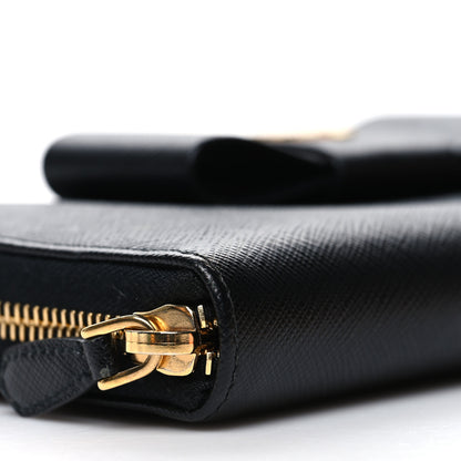 Prada Saffiano Fiocco Bow Zip Around Wallet Black 8 of 10