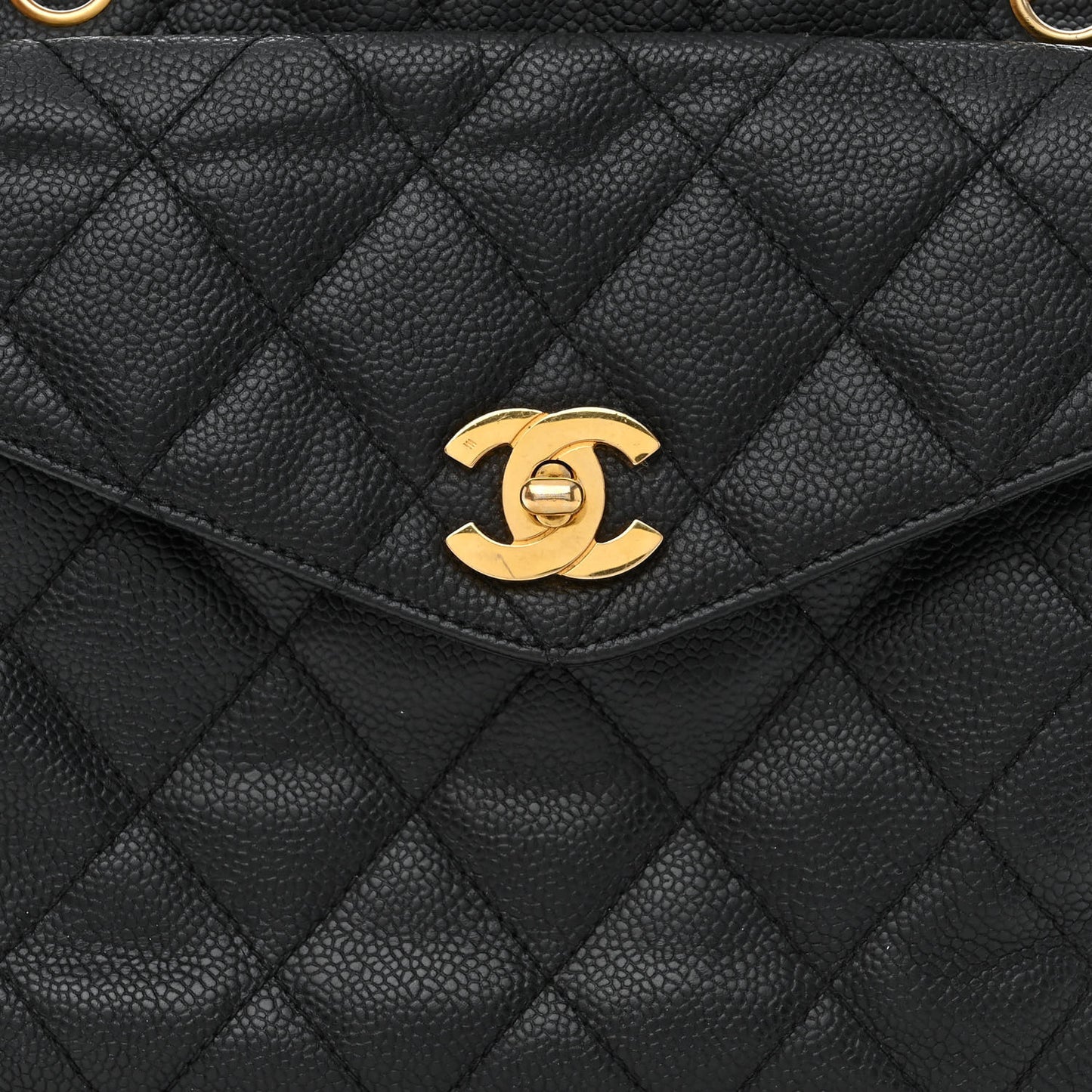 Caviar Quilted Pocket Shopping Tote Black