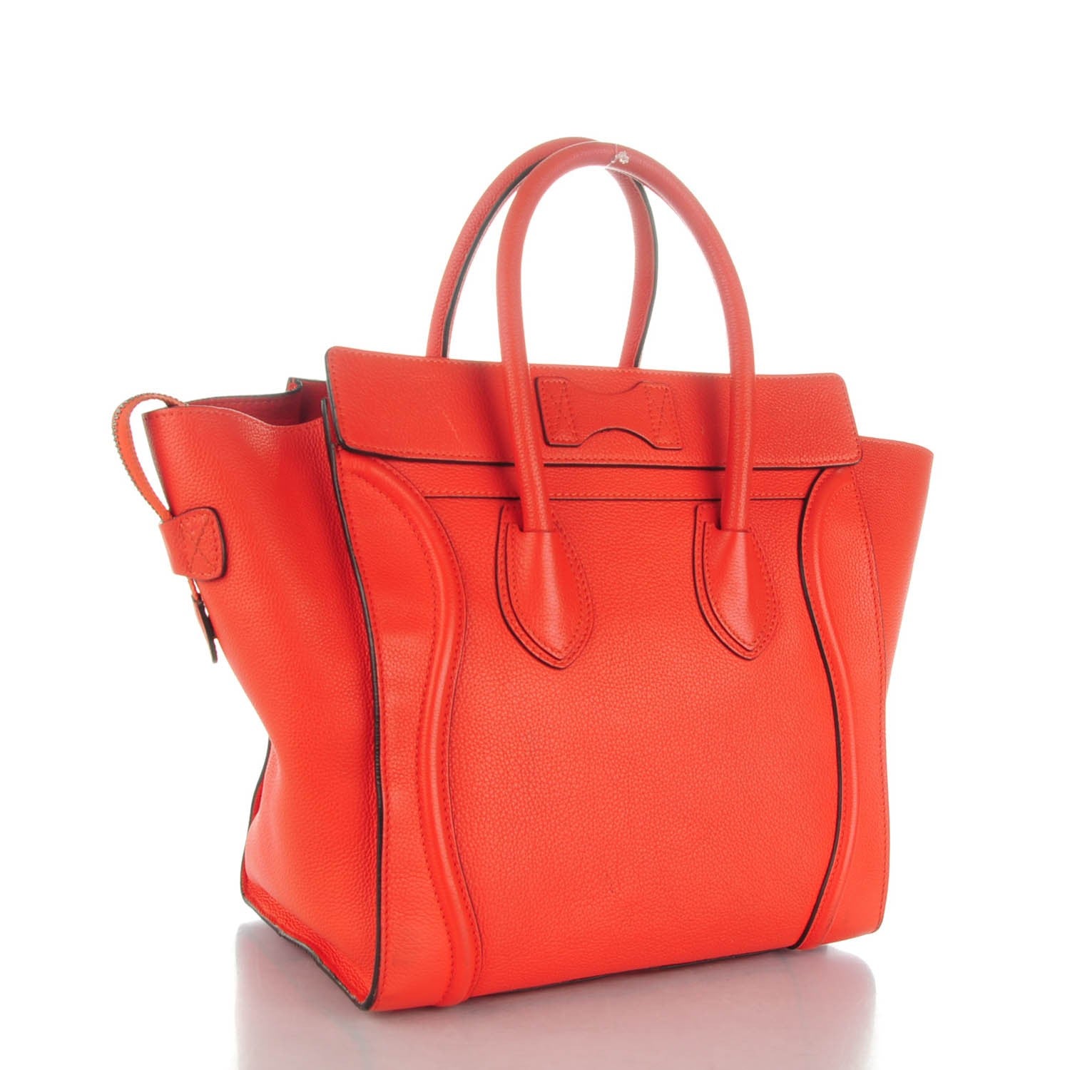 Celine Drummed Calfskin Mini Luggage Vermillion 3 of 10