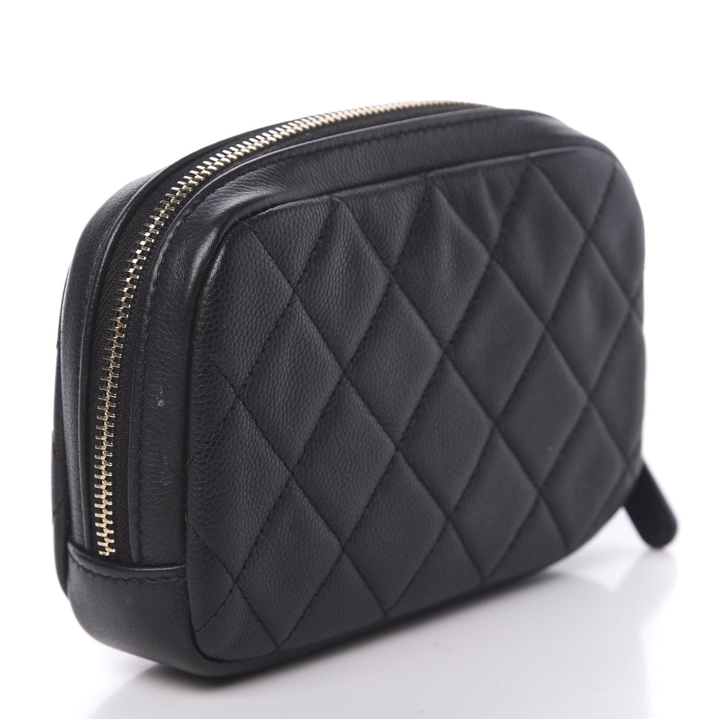 Caviar Quilted Small Curvy Pouch Cosmetic Case Black