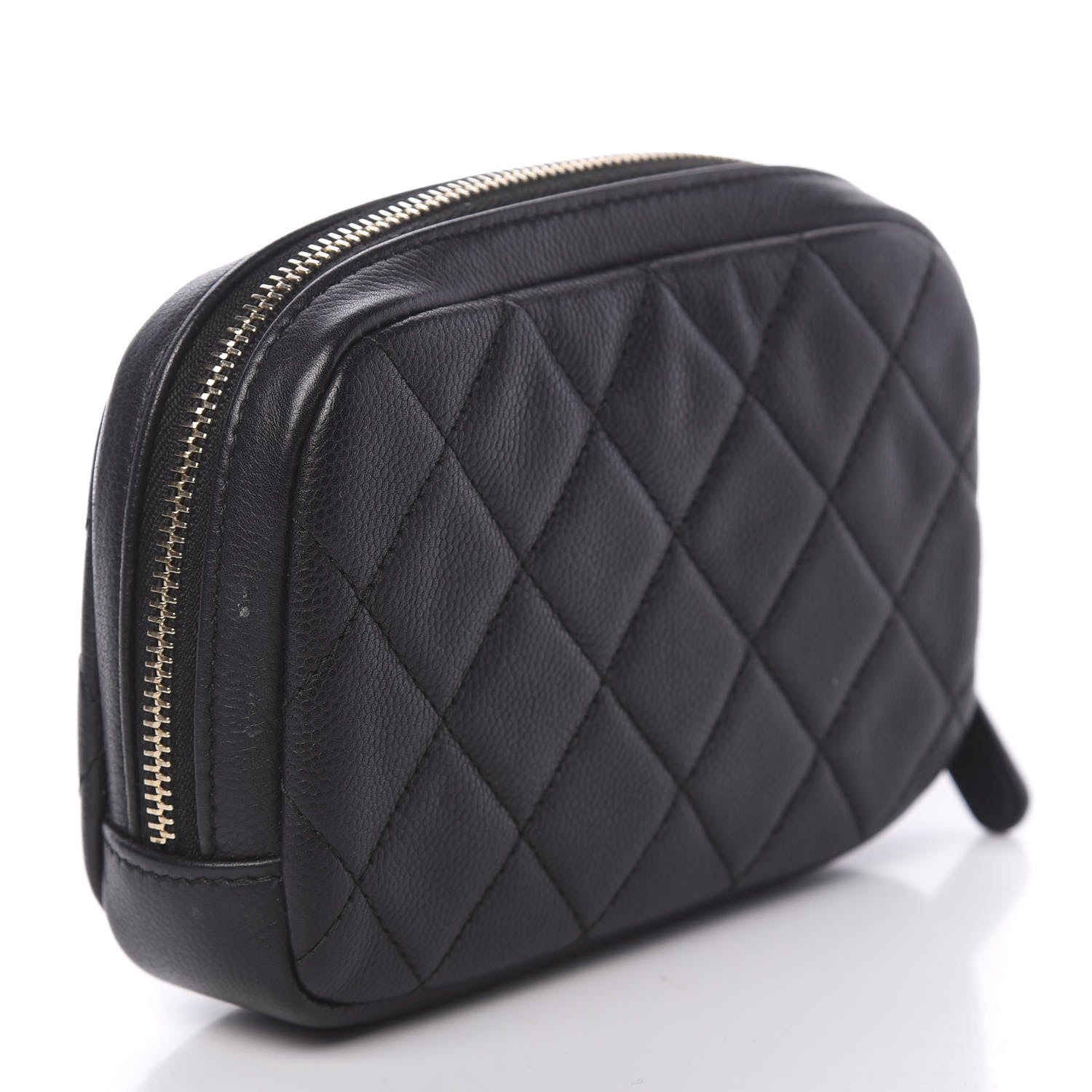 Chanel Caviar Quilted Small Curvy Pouch Cosmetic Case Black 3 of 9