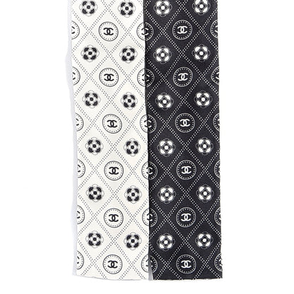 Chanel Silk CC Polka Dot Slim Bandeau Scarf Black Ecru 3 of 4