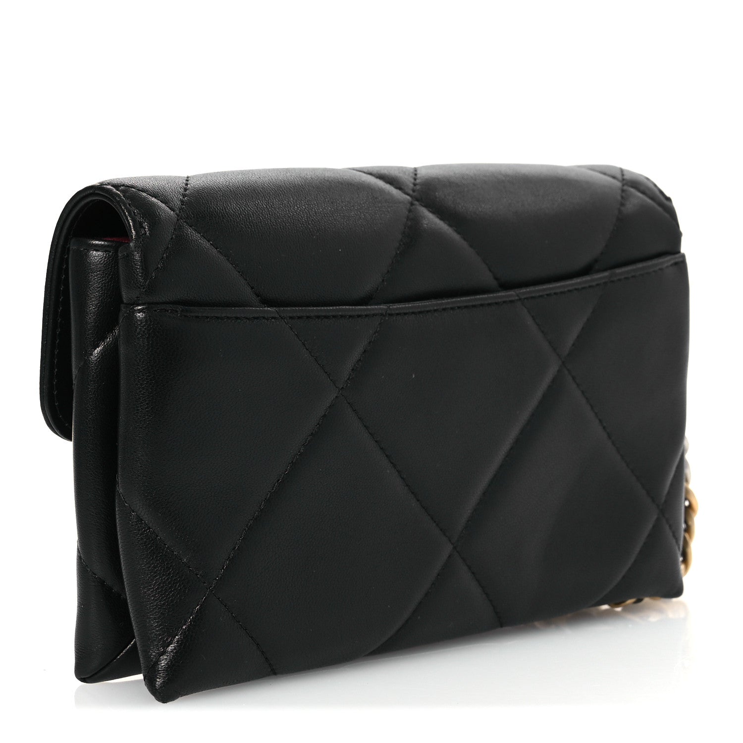 Chanel Lambskin Quilted Chanel 19 Flap Clutch Black 3 of 11
