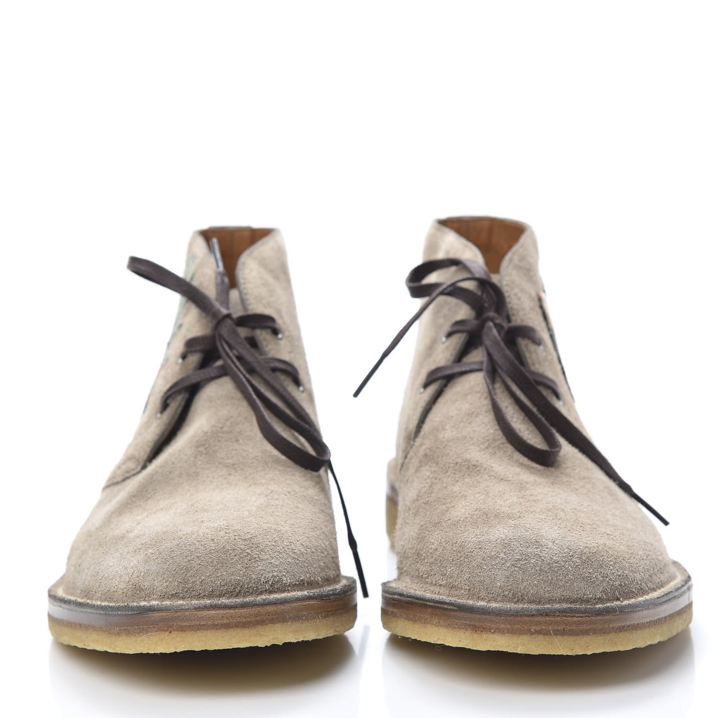Suede Embroidered Mens UFO and Owl Boots 11.5 Beige