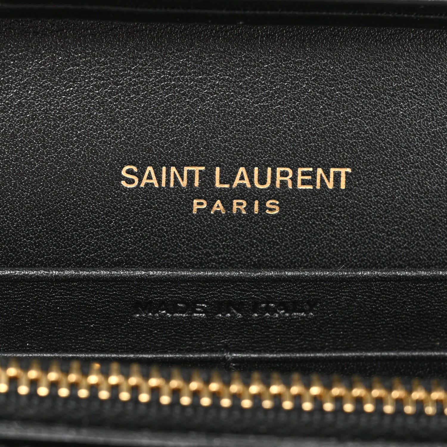 Saint Laurent Calfskin Crocodile Embossed Monogram Chain Wallet Black 8 of 11