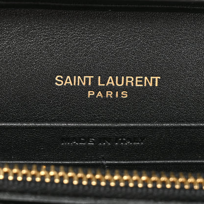 Saint Laurent Calfskin Crocodile Embossed Monogram Chain Wallet Black 8 of 11