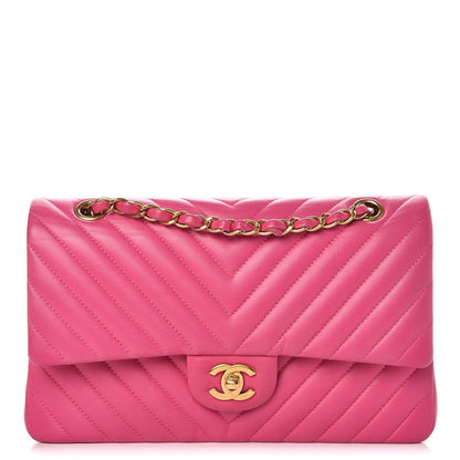 Chanel Lambskin Chevron Quilted Medium Double Flap Pink 1 of 13