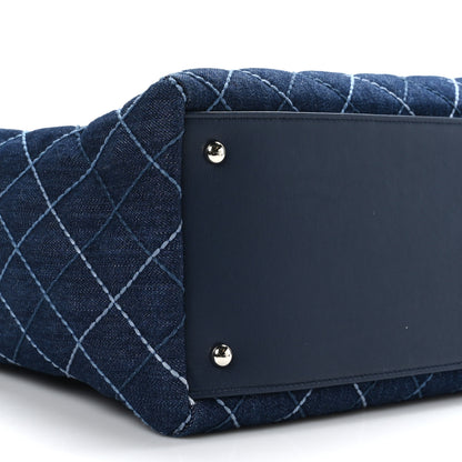 Chanel Denim Quilted Large Coco Handle Shopping Tote Blue 9 of 10