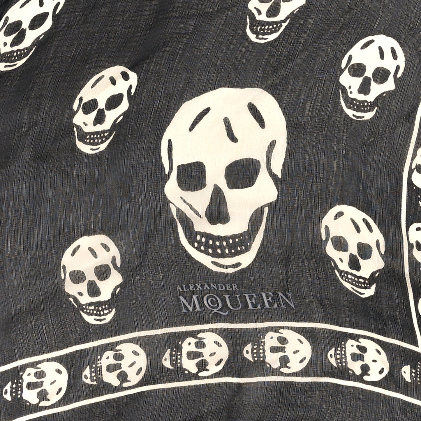 Silk Chiffon Skull Scarf Black Ivory