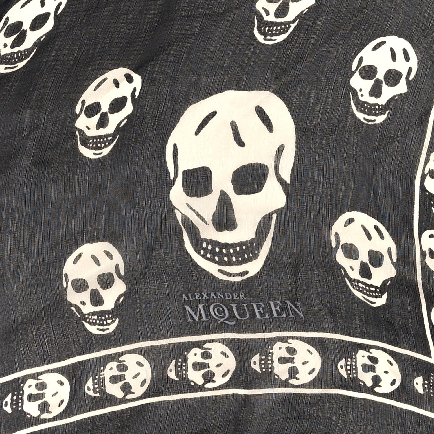 Alexander McQueen Silk Chiffon Skull Scarf Black Ivory 2 of 4