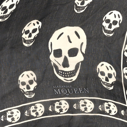 Alexander McQueen Silk Chiffon Skull Scarf Black Ivory 2 of 4