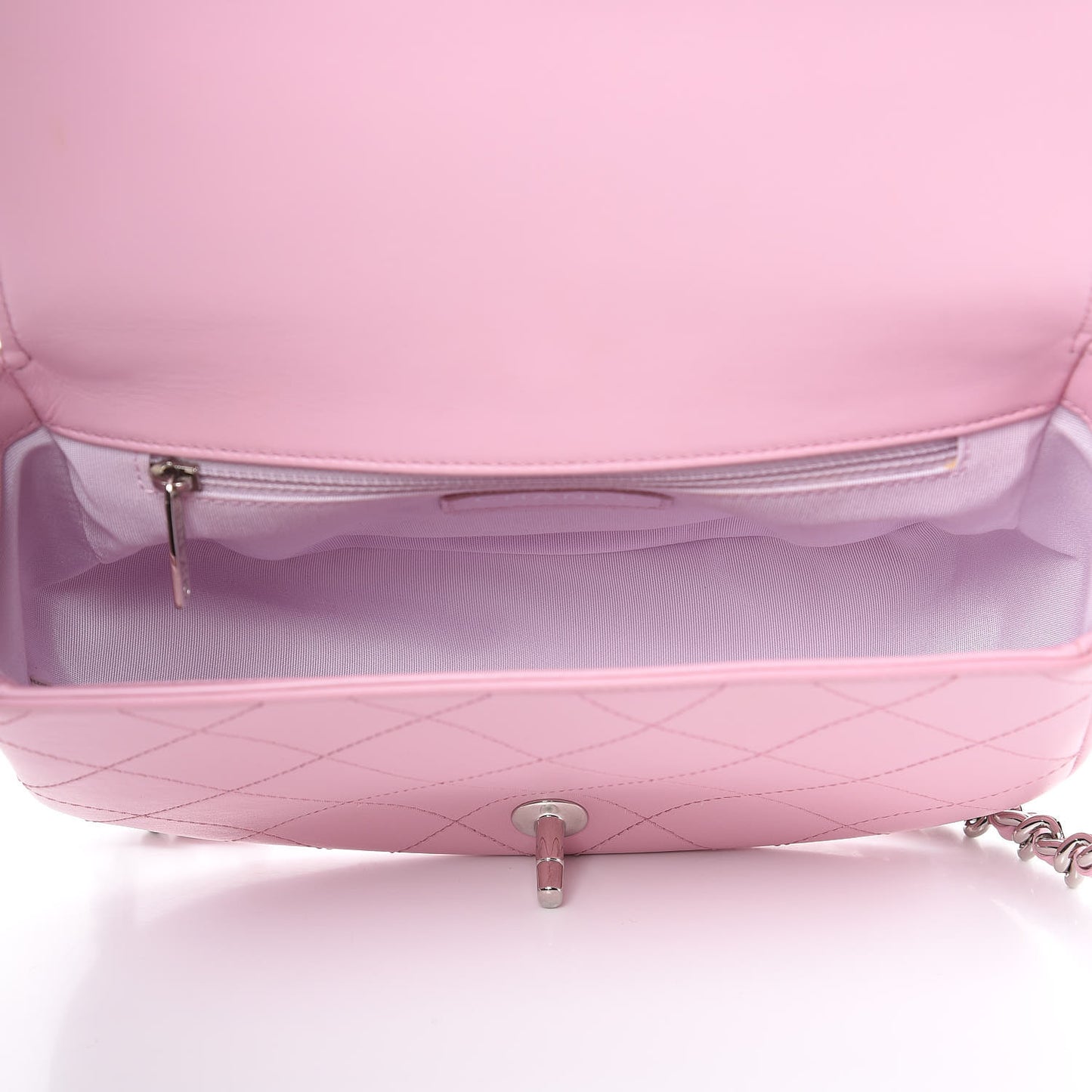 Calfskin Stitched Ring My Bag Flap Crossbody Pink