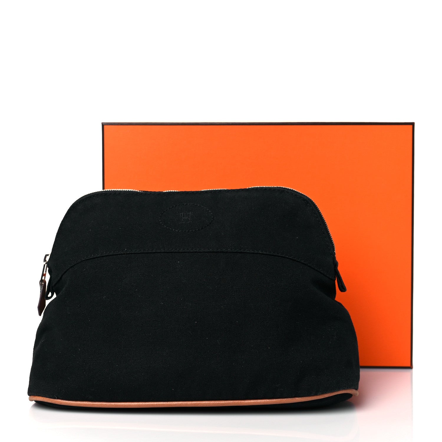 Hermes Cotton Canvas Bolide Travel Cosmetic Pouch MM Black 11 of 11