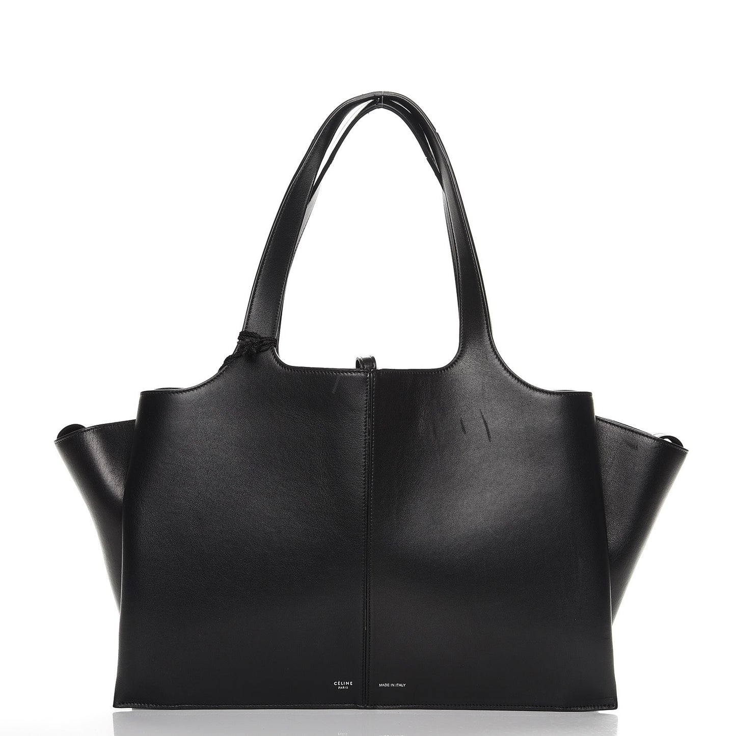 Supple Natural Calfskin Medium Tri-Fold Bag Black