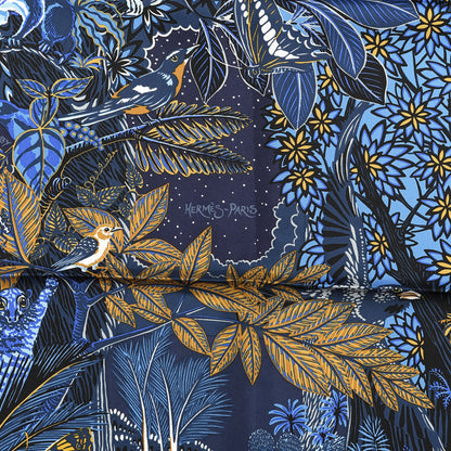 Hermes Silk Wild Singapore Scarf 90 Bleu Roy Gold Marine 2 of 3