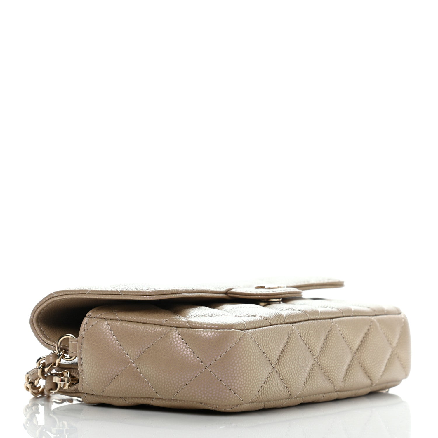 Chanel Iridescent Caviar Quilted Flap Phone Holder With Chain Beige 4 of 10