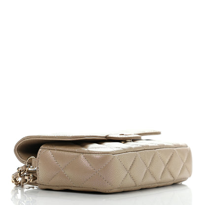 Chanel Iridescent Caviar Quilted Flap Phone Holder With Chain Beige 4 of 10