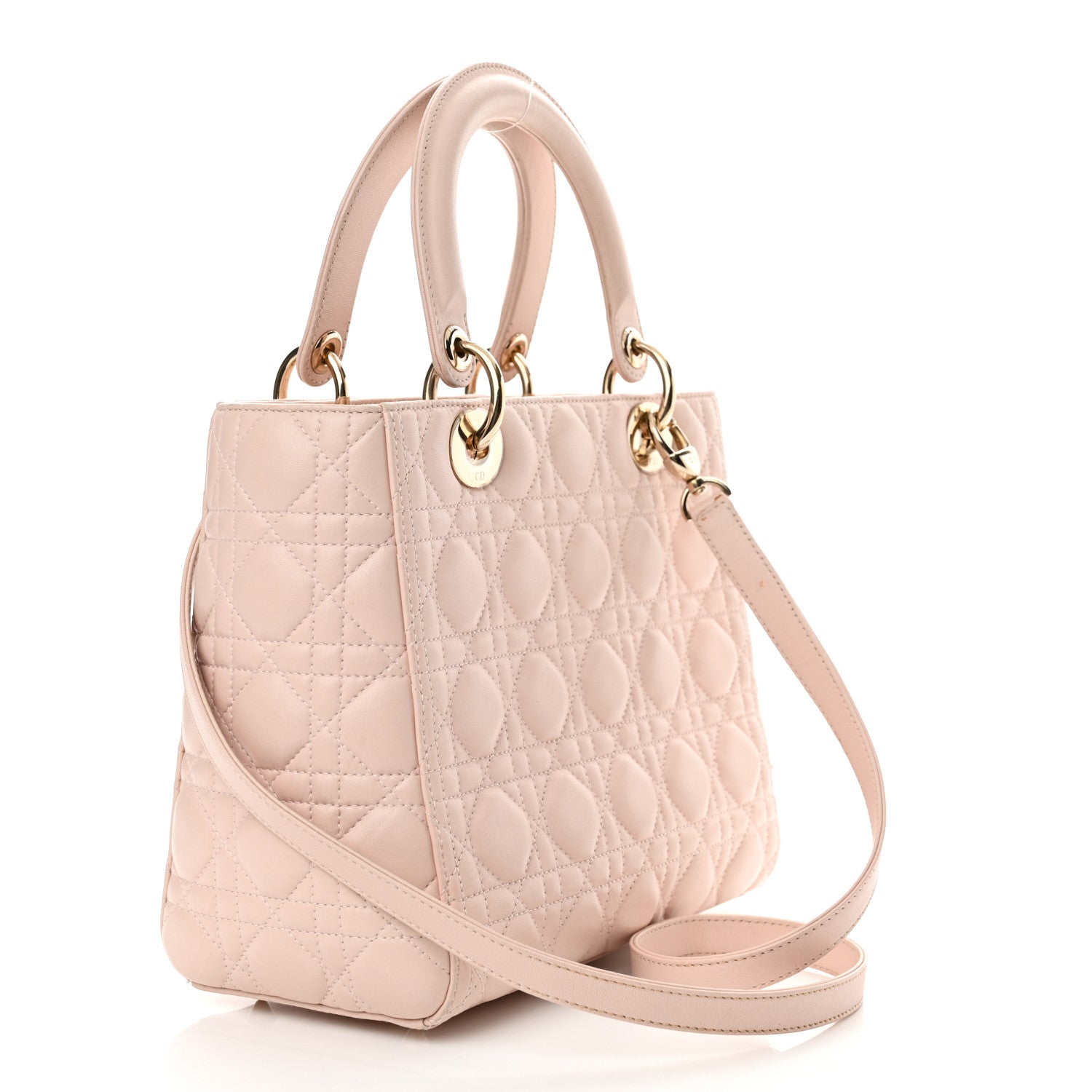Christian Dior Lambskin Cannage Medium Lady Dior Light Pink 3 of 15