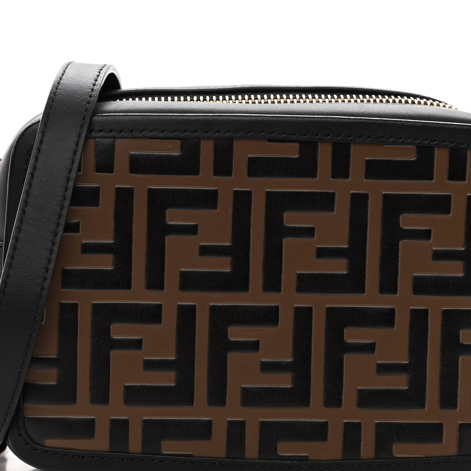 Fendi Vitello Century Bi-Color FF 1974 Embossed Mini Camera Case Maya Black 8 of 11