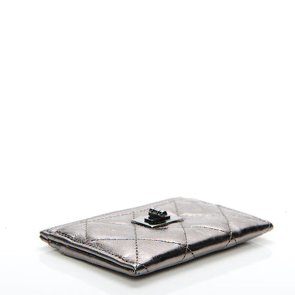 Chanel Metallic Aged Calfskin Quilted Reissue Card Holder Silver 4 of 6