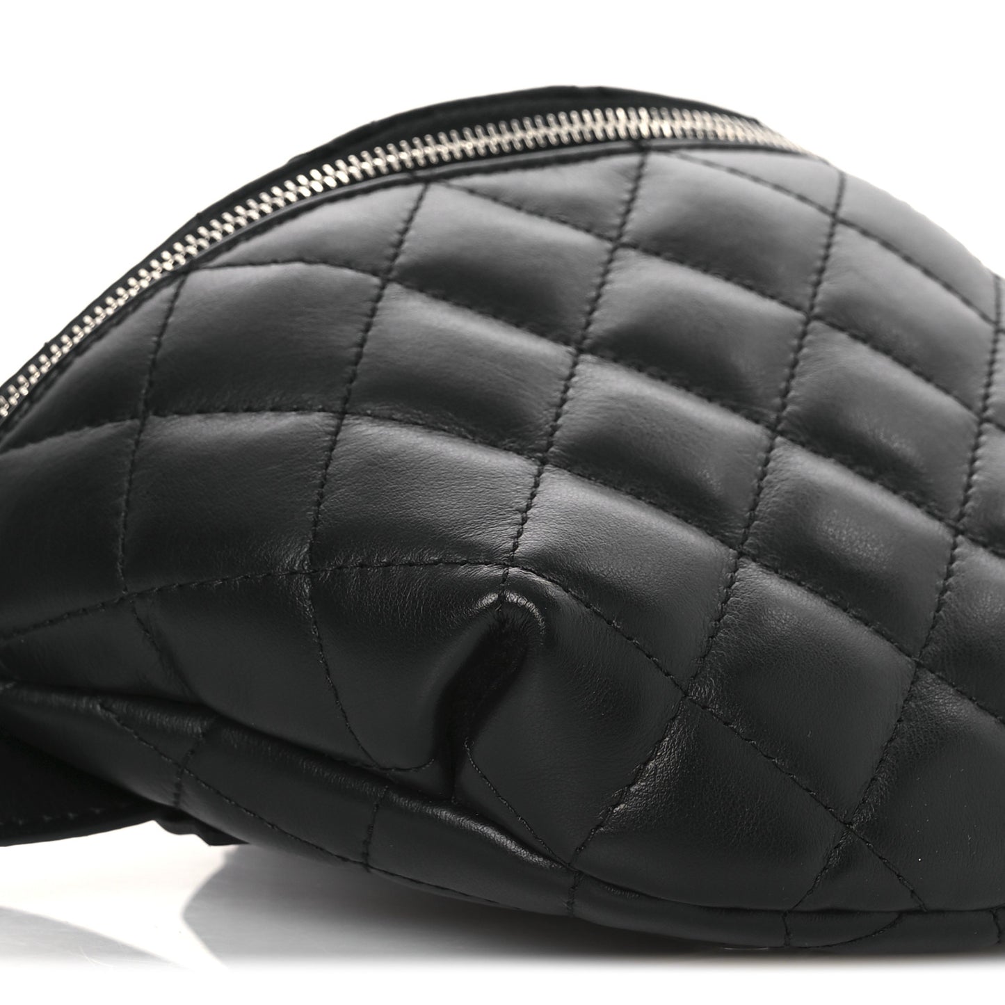Calfskin Quilted Waist Belt Bag Black