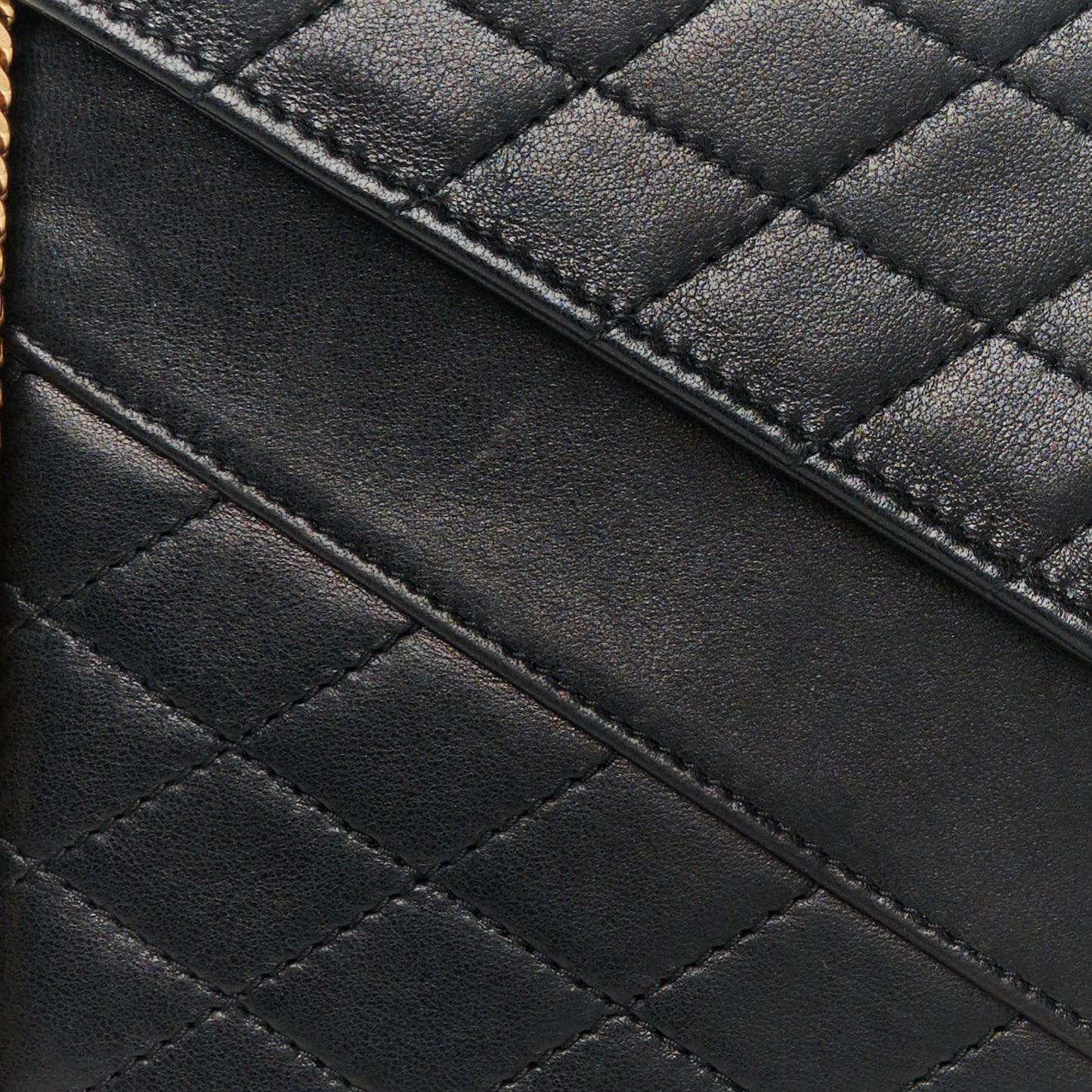 Lambskin Quilted Double Flap Chain Pouch Black