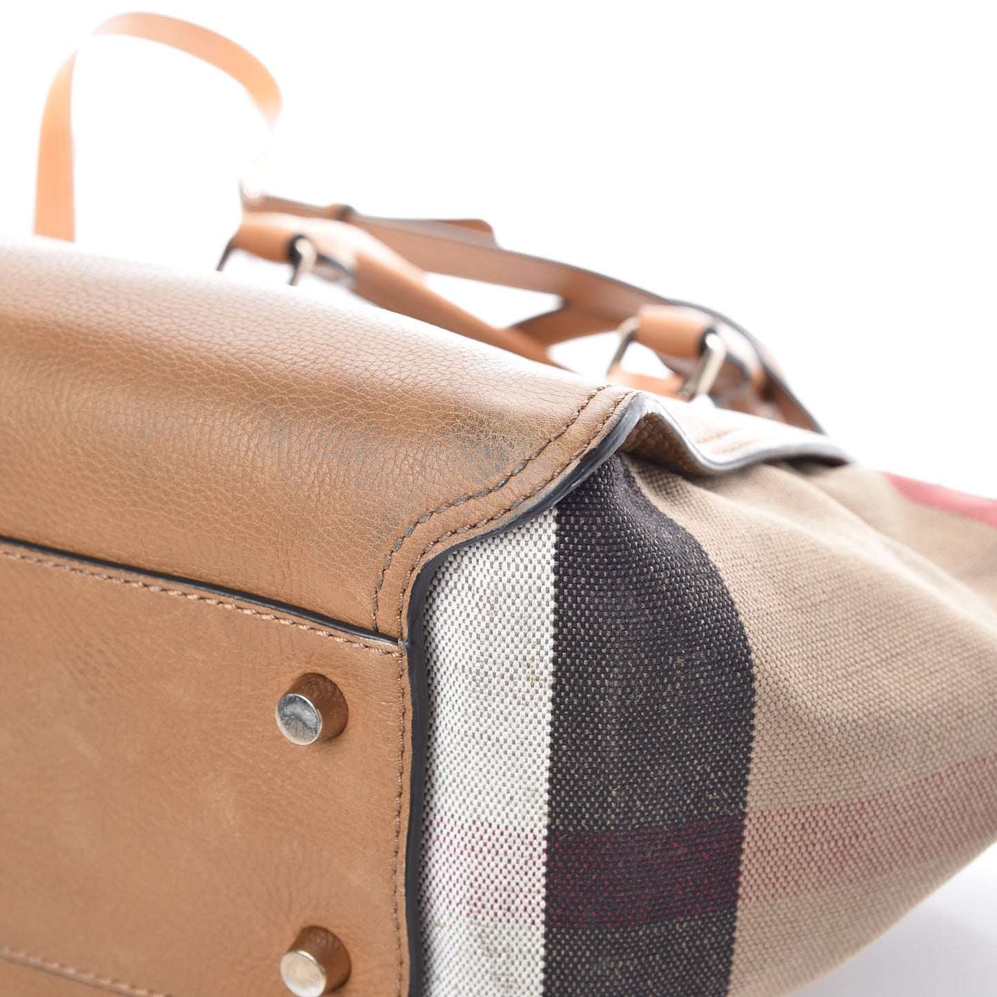 Mega Check Grained Calfskin Medium Harcourt Satchel Saddle Brown
