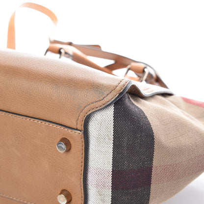 Burberry Mega Check Grained Calfskin Medium Harcourt Satchel Saddle Brown 25 of 28